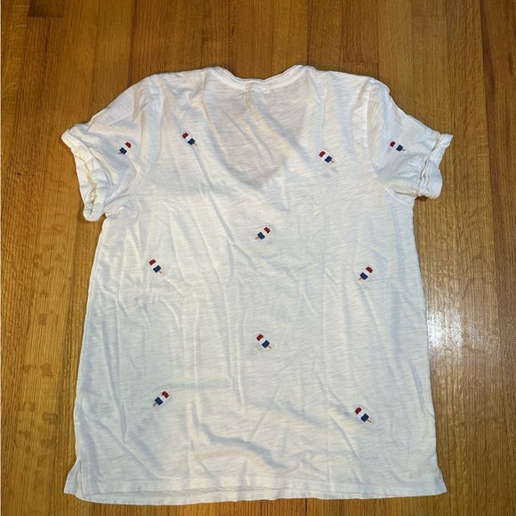 Anthropologie T.La Women's White Embroidered Short Sleeve V-neck Top Sz M (a3 - Picture 4 of 10